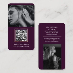 purple networking social media QR code photos Busi Business Card