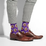 Purple Newlyweds Photo Pattern Wedding  Socks<br><div class="desc">These modern purple photo pattern wedding socks feature the newlywed couple's photo and white hearts in an offset pattern and your names and wedding date! These are perfect as a bridal party favour, or as a bridal or couple's shower gift for the happy couple! Background colour is also customizable to...</div>