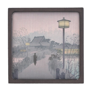 Purple Night Rain Shinobazu Village Feudal Japan Gift Box