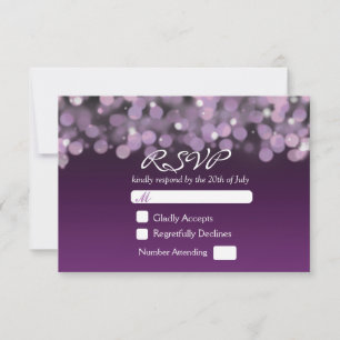Purple Night Sky Lights Bridal Wedding RSVP Card