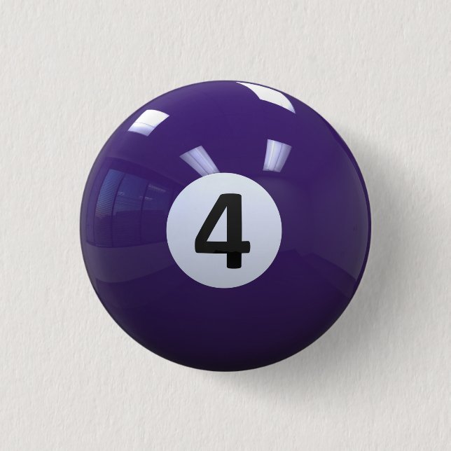 Purple No. 4 Billiard Pool Ball 1 Inch Round Button (Front)