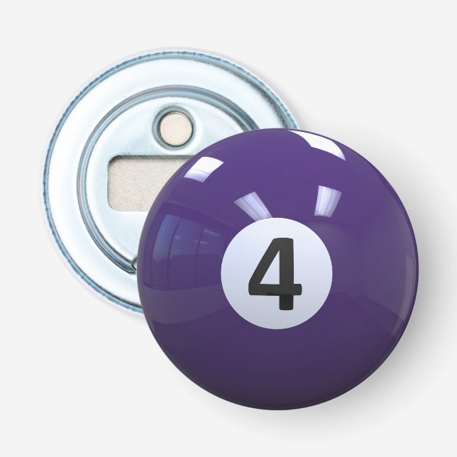 Purple No. 4 Billiard Pool Ball Bottle Opener (Front)