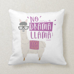 Purple No Drama Llama Throw Pillow