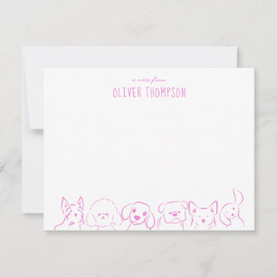 Purple Note From Cute Dog Animal Sketch Note Card