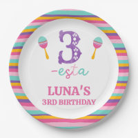 Purple Number Three-esta 3rd Birthday Paper Plate