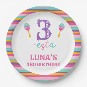 Purple Number Three-esta 3rd Birthday Paper Plate