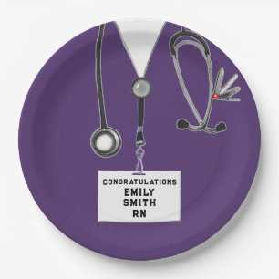 Purple Nurse Graduation Party Paper Plate