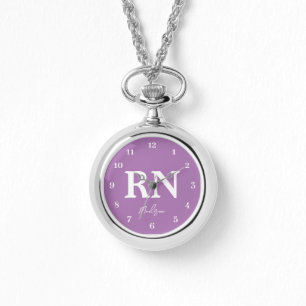 Purple Nurse RN Personalized Silver Watch