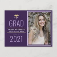 purple nursing school graduation announcement