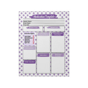 Purple Nursing Student Medication Template Notepad