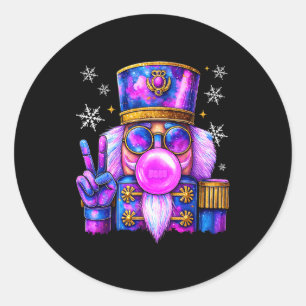 Purple Nutcracker Blowing Bubble Gum Cute Christma Classic Round Sticker