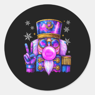Purple Nutcracker Blowing Bubble Gum Cute Christma Classic Round Sticker