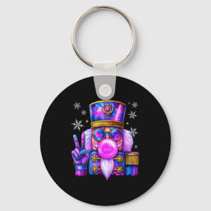 Purple Nutcracker Blowing Bubble Gum Cute Christma Keychain