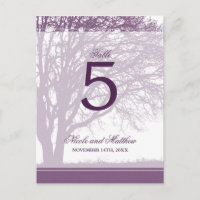 Purple Oak Tree Fall Wedding Table Number