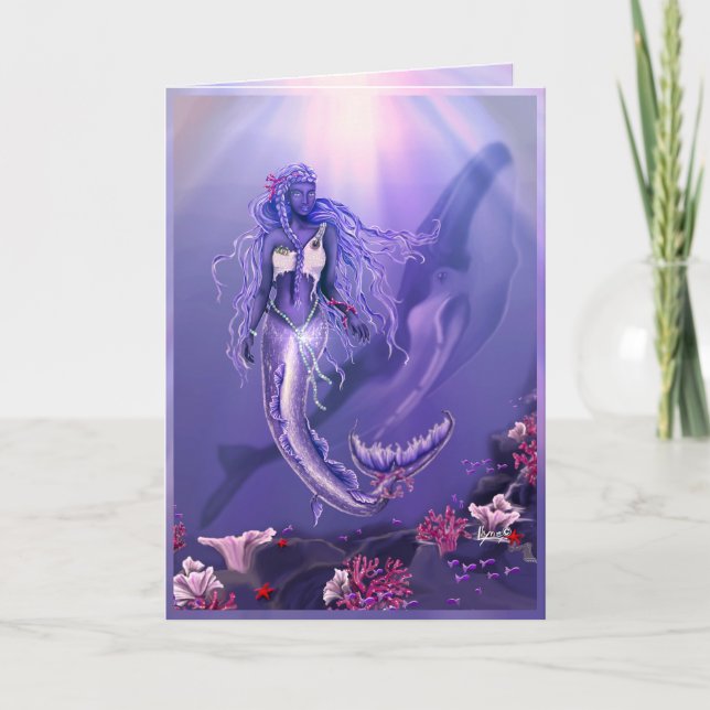 Purple Ocean Mermaid blank card (Front)