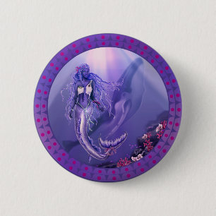 Purple Ocean Mermaid Button