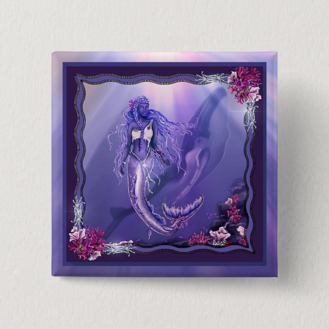 Purple Ocean Mermaid Button (Front)