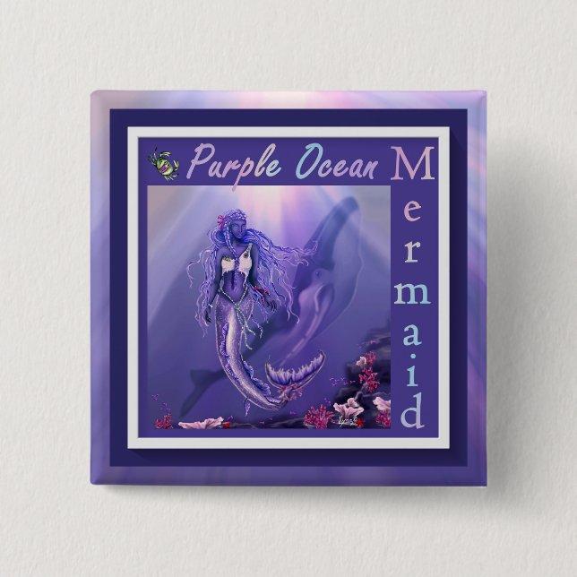 Purple Ocean Mermaid Button (Front)