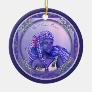 Purple ocean mermaid ceramic ornament
