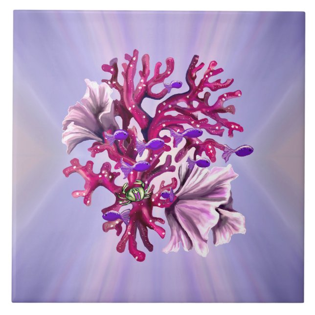 Purple ocean mermaid ceramic tile (Front)
