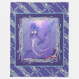 Purple ocean mermaid fleece blanket