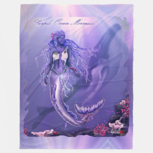 Purple ocean mermaid fleece blanket
