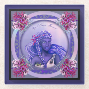Purple Ocean Mermaid Glass Coaster