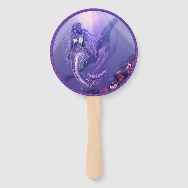 Purple Ocean Mermaid Hand Fan (Front)
