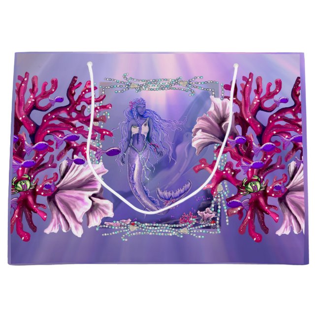 Purple Ocean Mermaid Large Gift Bag (Front)
