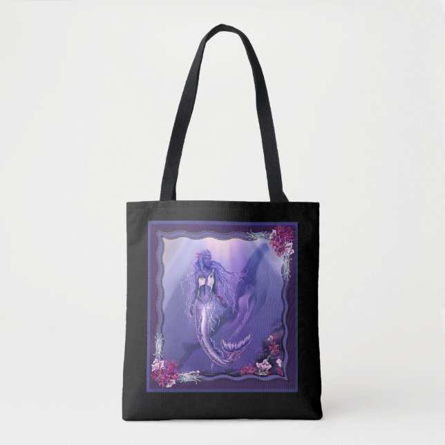 Purple Ocean Mermaid Tote Bag (Front)
