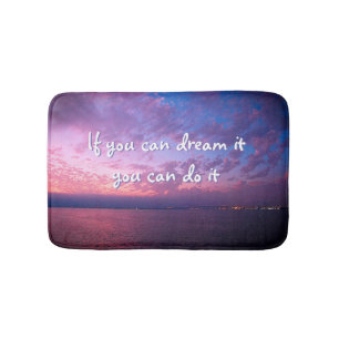 Purple Ocean Sunset Photo Dream It Do It Quote Bath Mat