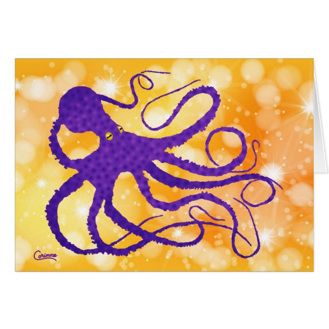 Purple Octopus - 7" x 5" Art Card (Front Horizontal)