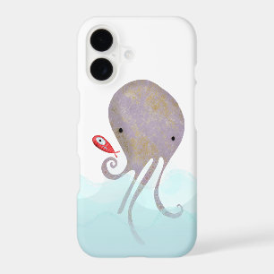 Purple Octopus colourful fantasy waves swimming