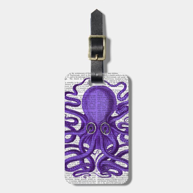 Purple Octopus Luggage Tag (Front Vertical)