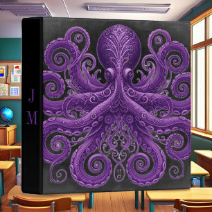 Purple Octopus Victorian Steampunk Kraken  Binder