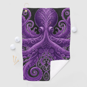 Purple Octopus Victorian Steampunk Kraken  Golf Towel