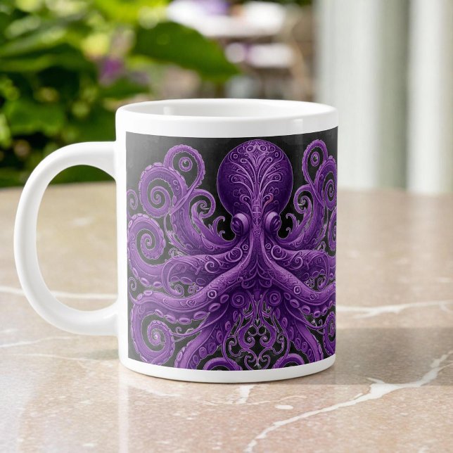 Purple Octopus Victorian Steampunk Kraken  Large Coffee Mug (Creator Uploaded)