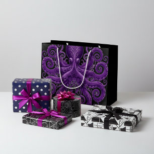 Purple Octopus Victorian Steampunk Kraken  Large Gift Bag