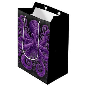 Purple Octopus Victorian Steampunk Kraken  Medium Gift Bag
