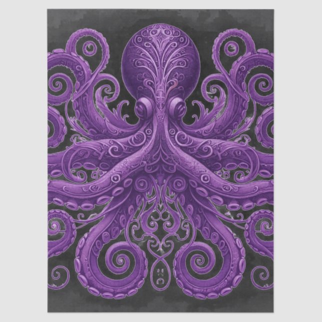 Purple Octopus Victorian Steampunk Kraken  Tissue Paper (Front)