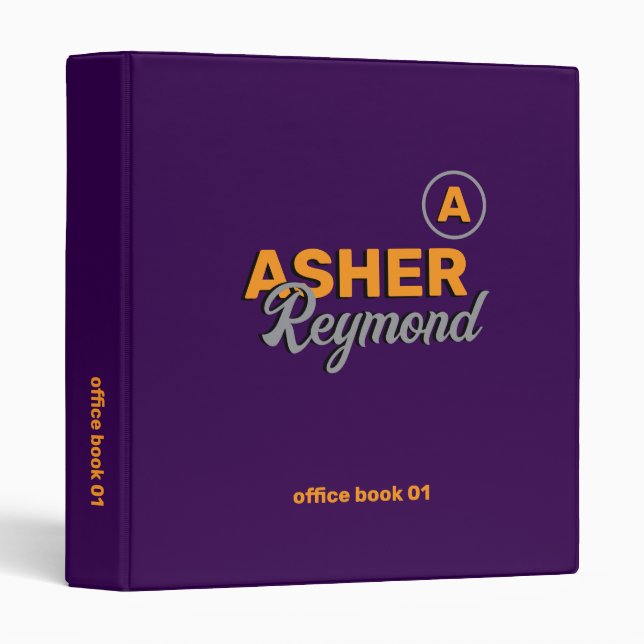 Purple Office Book retro modern  Binder (Front/Spine)