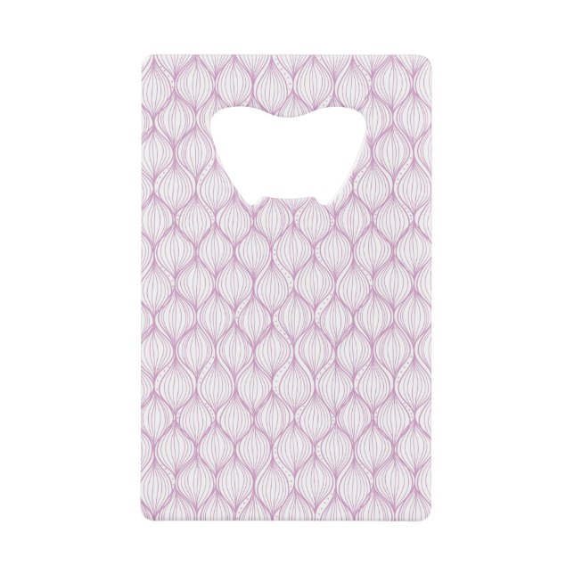 Purple ogee stripes pattern background credit card bottle opener (Front)