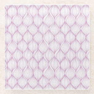 Purple ogee stripes pattern background glass coaster
