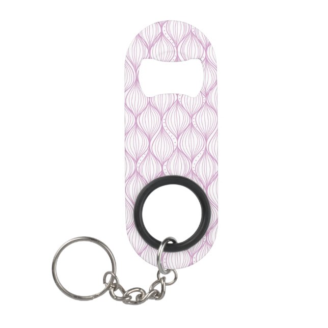 Purple ogee stripes pattern background mini bottle opener (Front)