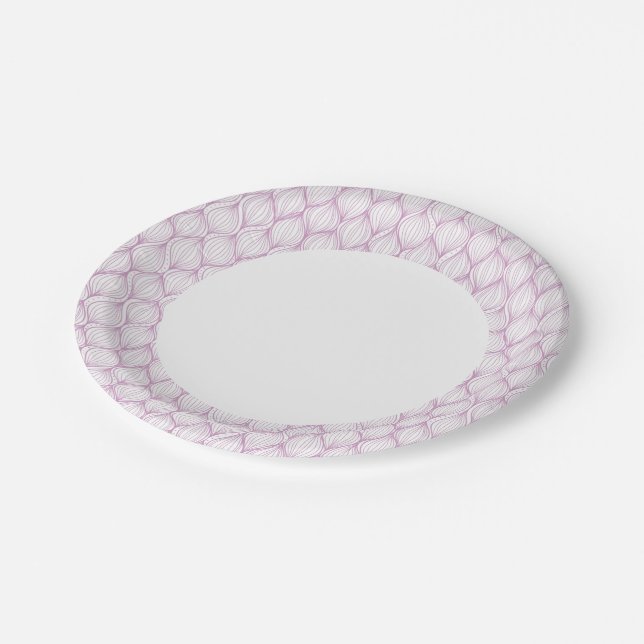 Purple ogee stripes pattern background paper plate (Angled)