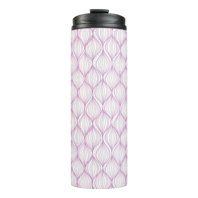 Purple ogee stripes pattern background thermal tumbler (Front)