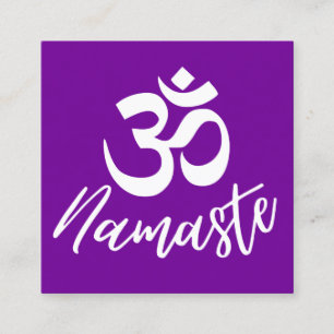 Purple Om (Aum) HIndu Meditation Symbol Square Business Card