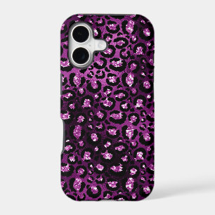 Purple Ombre & Black Glam Glitter Leopard Spots
