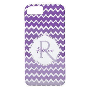 Purple Ombre Chevron Personalized iPhone Case