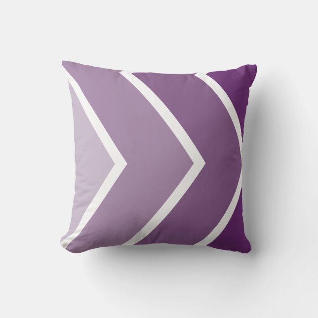 Purple Ombré Chevron Stripes Pattern Throw Pillow (Front)